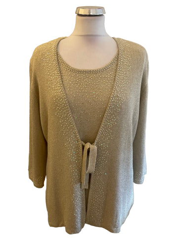 EASTEX GOLD LUREX JUMPER & MATCHING CARDIGAN SET  SIZE 14/16