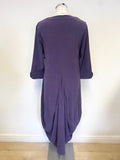 SAHARA PURPLE 3/4 SLEEVED TULIP SKIRT MIDI DRESS SIZE 1 UK 10/12