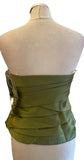 BRAND NEW FRANK USHER DUSK GREEN SATIN STRAPLESS BUSTIER WITH ADDITIONAL STRAPS SIZE 12
