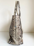 LK BENNETT BROWN & CREAM PYTHON LEATHER LARGE TOTE BAG