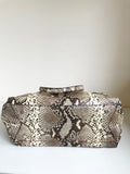 LK BENNETT BROWN & CREAM PYTHON LEATHER LARGE TOTE BAG