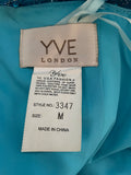 YVE LONDON TURQUOISE BEADED,JEWEL & SEQUINNED NET BALL GOWN WITH WRAP SIZE M