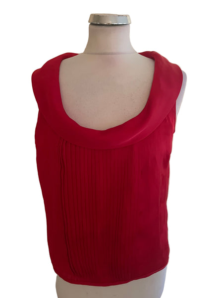 HOBBS NW3 RED SATIN SCOOPED NECK SLEEVELESS TOP SIZE 10