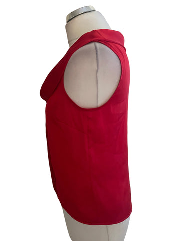 HOBBS NW3 RED SATIN SCOOPED NECK SLEEVELESS TOP SIZE 10