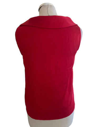 HOBBS NW3 RED SATIN SCOOPED NECK SLEEVELESS TOP SIZE 10