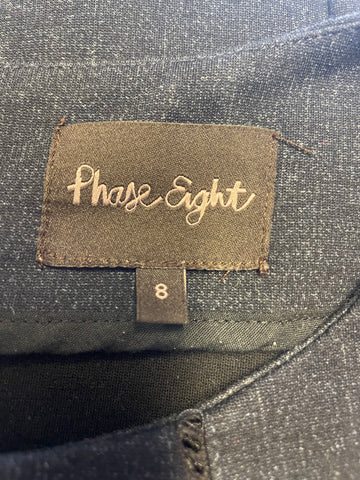 PHASE EIGHT DARK BLUE SLEEVELESS PENCIL DRESS SIZE 8