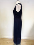 COS NAVY BLUE SLEEVELESS SIDE SPLIT MAXI DRESS SIZE 40 UK 12