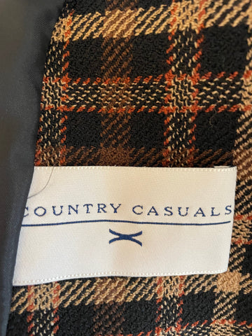 VINTAGE COUNTY CASUALS BLACK & BROWN CHECK JACKET WITH BLACK VELOUR LONG SKIRT & HAT SIZE 10/12