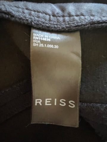 REISS IRIA NAVY BLUE WOOL BLEND WIDE LEG TROUSERS SIZE 8