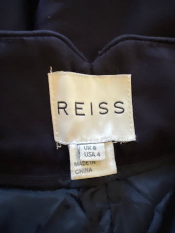REISS DARIA NAVY BLUE WIDE LEG TROUSERS SIZE 8