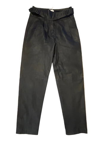 SEZANE FRANCKY BLACK LAMBS LEATHER TROUSERS SIZE 36 UK 8/10