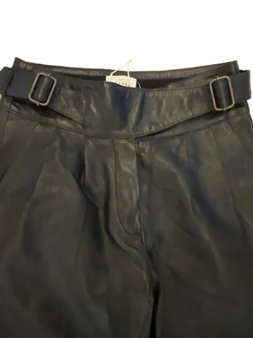 SEZANE FRANCKY BLACK LAMBS LEATHER TROUSERS SIZE 36 UK 8/10