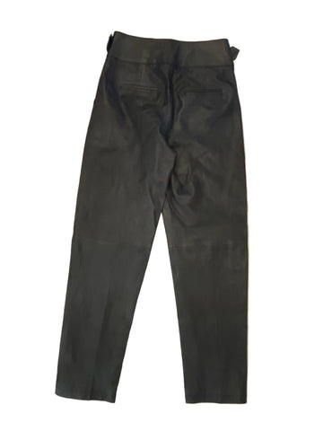 SEZANE FRANCKY BLACK LAMBS LEATHER TROUSERS SIZE 36 UK 8/10