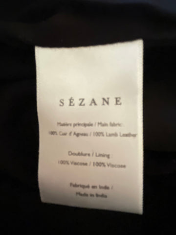 SEZANE FRANCKY BLACK LAMBS LEATHER TROUSERS SIZE 36 UK 8/10