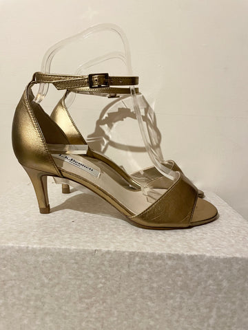 BRAND NEW LK BENNETT OMYA GOLD LEATHER MID HEEL SANDALS SIZE 2.5/35