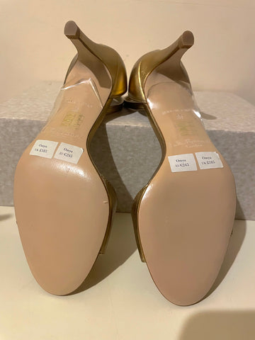 BRAND NEW LK BENNETT OMYA GOLD LEATHER MID HEEL SANDALS SIZE 2.5/35