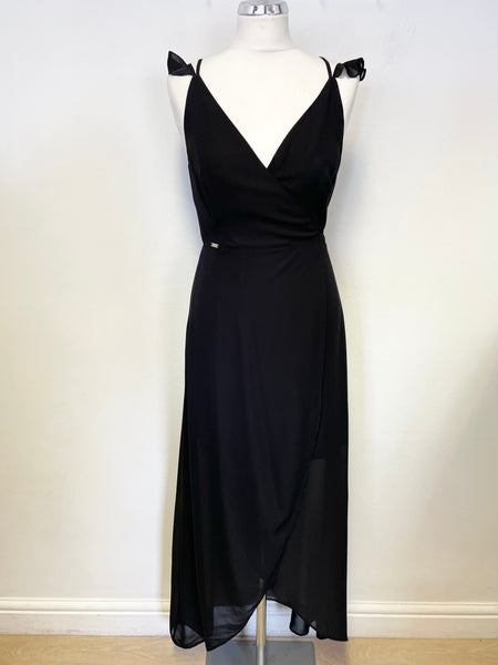 GUESS BLACK STRAPY WRAP AROUND MAXI DRESS SIZE 6 UK 10