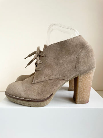 NEW J CREW BEIGE SUEDE LACE UP HEELED SHOE/ BOOTS SIZE 6/39
