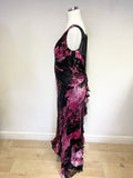 VENI INFANTINO FOR RONALD JOYCE BLACK & CERISE PINK BEADED TRIM LONG EVENING DRESS SIZE 22