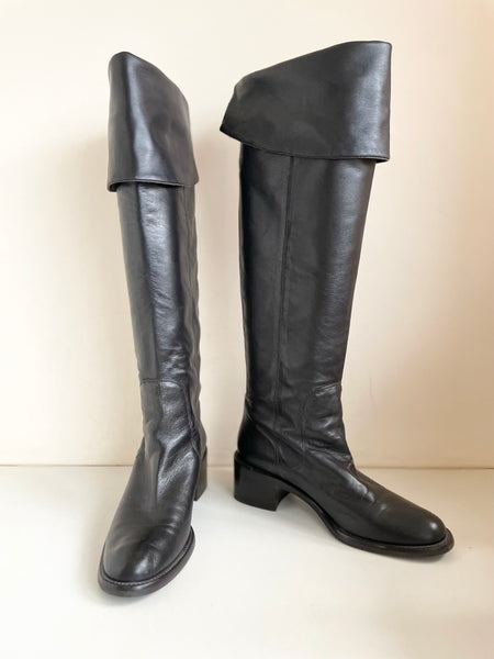 HOBBS DARK BROWN LEATHER ABOVE OR KNEE HIGH BOOTS SIZE 5/38