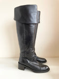 HOBBS DARK BROWN LEATHER ABOVE OR KNEE HIGH BOOTS SIZE 5/38