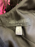 VENI INFANTINO FOR RONALD JOYCE BLACK & CERISE PINK BEADED TRIM LONG EVENING DRESS SIZE 22