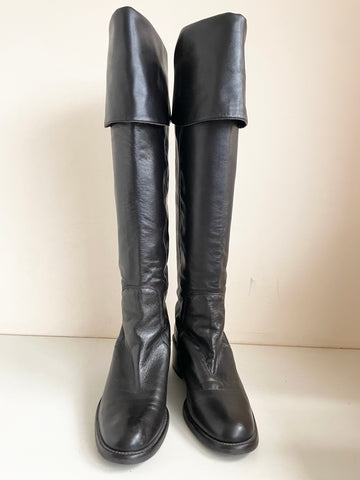 HOBBS DARK BROWN LEATHER ABOVE OR KNEE HIGH BOOTS SIZE 5/38