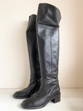HOBBS DARK BROWN LEATHER ABOVE OR KNEE HIGH BOOTS SIZE 5/38