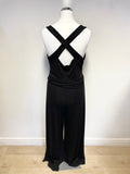 PHASE EIGHT BLACK JERSEY GOLD TRIM BELTED JUMPSUIT SIZE 18
