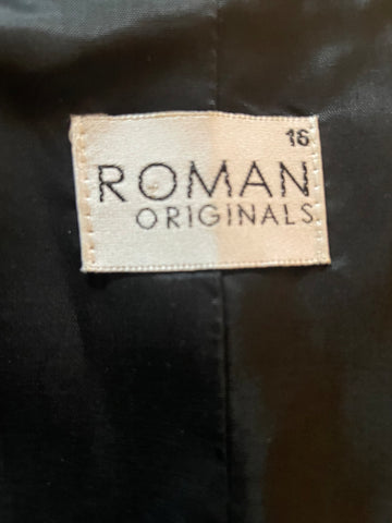ROMAN ORIGINALS BLACK EDGE TO EDGE BOLERO JACKET  SIZE 16