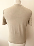 JAEGER BEIGE COTTON BLEND SHORT SLEEVE FINE KNIT JUMPER SIZE M