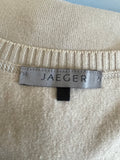 JAEGER BEIGE COTTON BLEND SHORT SLEEVE FINE KNIT JUMPER SIZE M