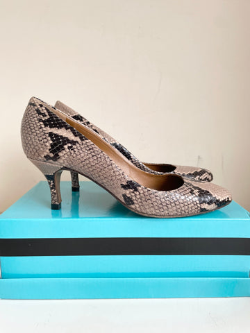 HOBBS BLACK & TAUPE SNAKESKIN PRINT COURT SHOES SIZE 6.5/39.5
