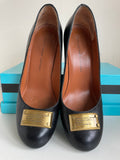 MARC BY MARC JACOBS BLACK LEATHER WORKWEAR HEEL COURT SHOES SIZE 5/38