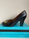 MARC BY MARC JACOBS BLACK LEATHER WORKWEAR HEEL COURT SHOES SIZE 5/38