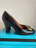 MARC BY MARC JACOBS BLACK LEATHER WORKWEAR HEEL COURT SHOES SIZE 5/38