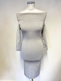 BRAND NEW REISS MADELINE SILVER GREY OFF SHOULDER KNIT BODYCON DRESS SIZE 6