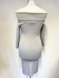 BRAND NEW REISS MADELINE SILVER GREY OFF SHOULDER KNIT BODYCON DRESS SIZE 6