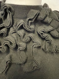 COS BLACK 100% WOOL RUFFLE TRIM LONG SLEEVED JUMPER SIZE S