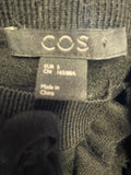 COS BLACK 100% WOOL RUFFLE TRIM LONG SLEEVED JUMPER SIZE S
