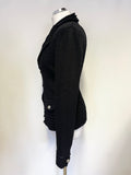 EMPORIO ARMANI BLACK COLLARED V NECK FITTED CARDIGAN/JACKET SIZE 42 UK 10
