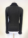 EMPORIO ARMANI BLACK COLLARED V NECK FITTED CARDIGAN/JACKET SIZE 42 UK 10