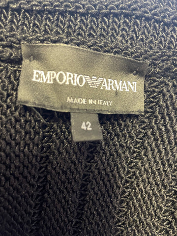 EMPORIO ARMANI BLACK COLLARED V NECK FITTED CARDIGAN/JACKET SIZE 42 UK 10