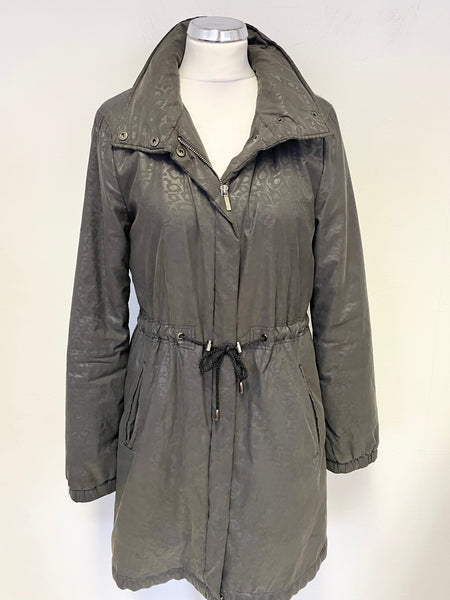 JAEGER GREY ZIP FRONT CONCEALED HOOD LIGHTWEIGHT JACKET SIZE 12