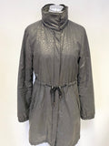 JAEGER GREY ZIP FRONT CONCEALED HOOD LIGHTWEIGHT JACKET SIZE 12