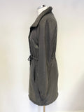 JAEGER GREY ZIP FRONT CONCEALED HOOD LIGHTWEIGHT JACKET SIZE 12