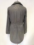 JAEGER GREY ZIP FRONT CONCEALED HOOD LIGHTWEIGHT JACKET SIZE 12