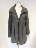JAEGER GREY ZIP FRONT CONCEALED HOOD LIGHTWEIGHT JACKET SIZE 12