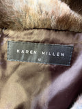 KAREN MILLEN BROWN FAUX FUR COLLARED BOLERO JACKET SIZE 10