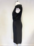 RALPH LAUREN BLACK SLEEVELESS TWIST FRONT SLEEVELESS PENCIL DRESS SIZE 6 UK 10
